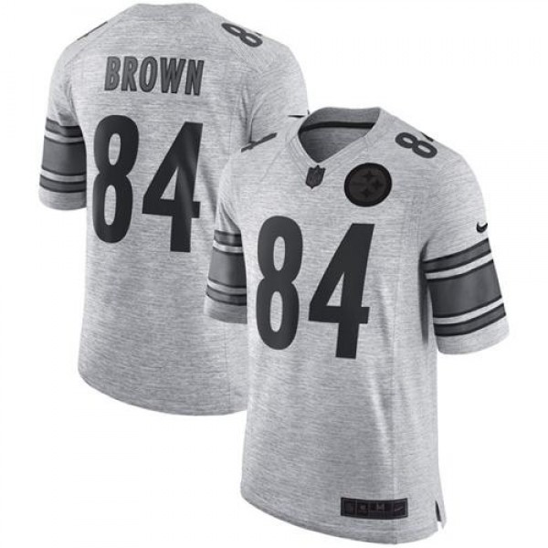 Steelers #84 Antonio Brown Gray Stitched Limited Gridiron Gray II Nike Jersey