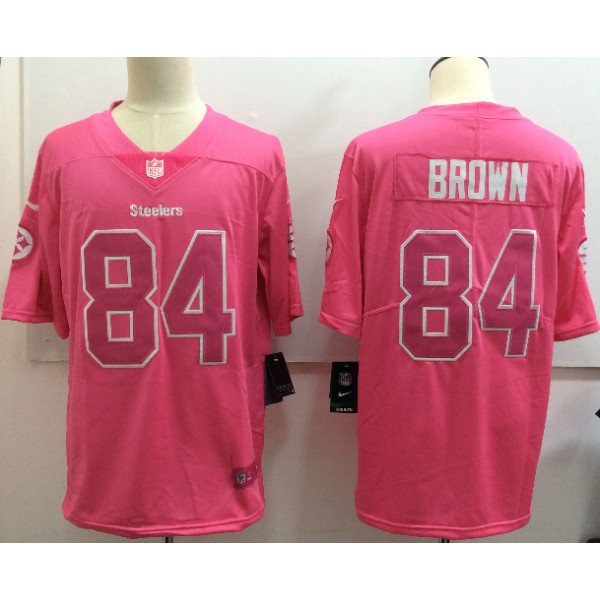 Steelers #84 Antonio Brown Pink Limited Rush Stitched Nike Jersey
