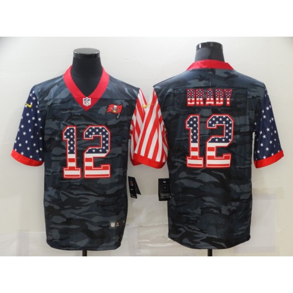 Tampa Bay Buccaneers #12 Tom Brady 2020 Camo USA Flag Limited Stitched Jersey