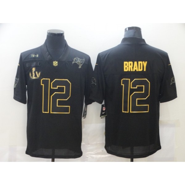 Tampa Bay Buccaneers #12 Tom Brady 2020 Black Gold Salute To Service With Super Bowl Patch Limited Stitched Jersey