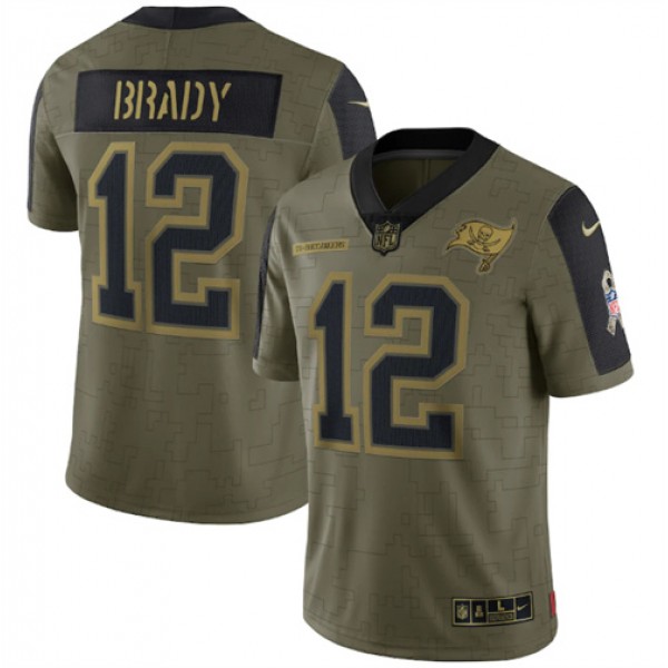 Tampa Bay Buccaneers #12 Tom Brady 2021 Olive Salute To Service Limited Stitched Jersey