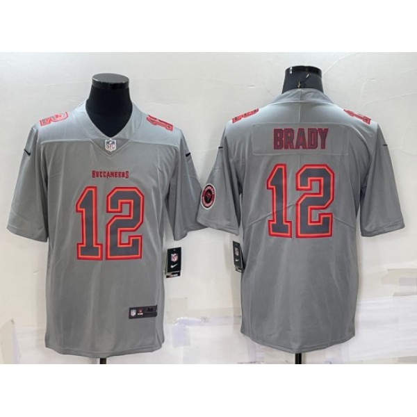 Tampa Bay Buccaneers #12 Tom Brady Gray With Patch Atmosphere Fashion Stitched Jersey