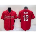 Tampa Bay Buccaneers #12 Tom Brady Red Cool Base Stitched Baseball Jersey