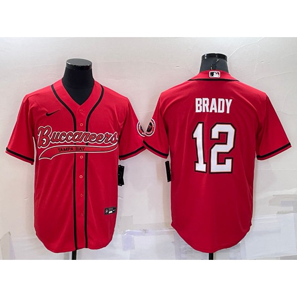 Tampa Bay Buccaneers #12 Tom Brady Red Cool Base Stitched Baseball Jersey