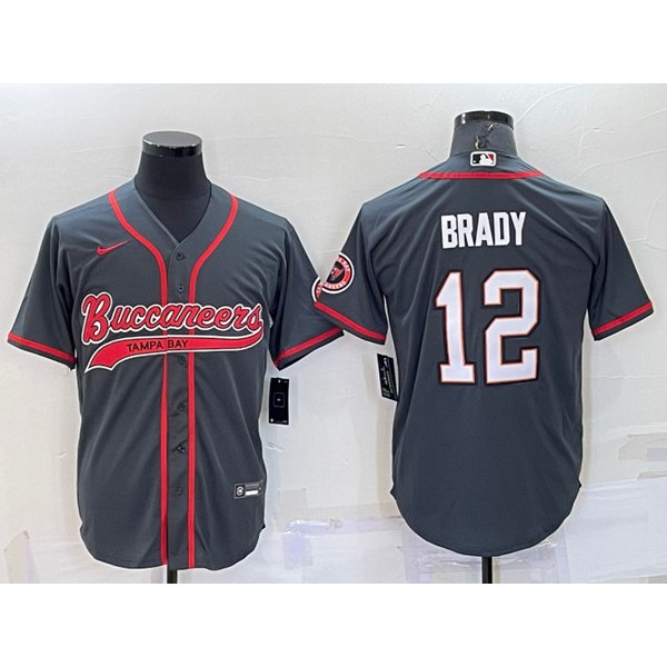 Tampa Bay Buccaneers #12 Tom Brady Gray Cool Base Stitched Baseball Jersey