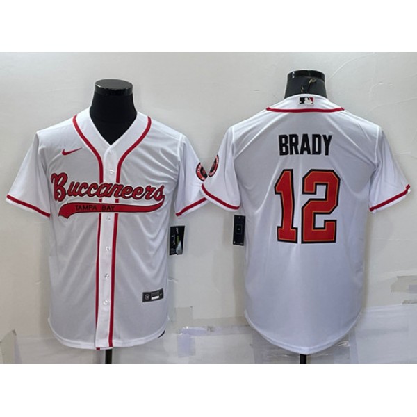 Tampa Bay Buccaneers #12 Tom Brady White Cool Base Stitched Baseball Jersey