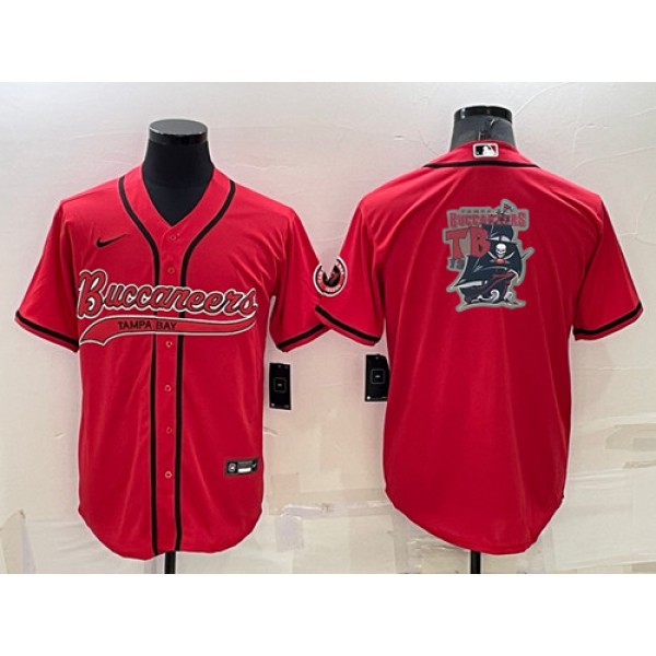 Tampa Bay Buccaneers Red Team Big Logo With Patch Cool Base Stitched Baseball Jersey