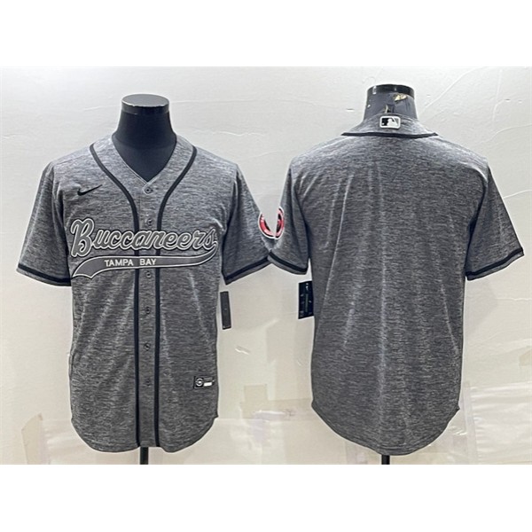 Tampa Bay Buccaneers Blank Gray With Patch Cool Base Stitched Baseball Jersey