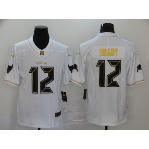 Tampa Bay Buccaneers #12 Tom Brady 2020 White Golden Stitched Jersey