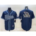 Tennessee Titans Navy Team Big Logo With Patch Cool Base Stitched Baseball Jersey