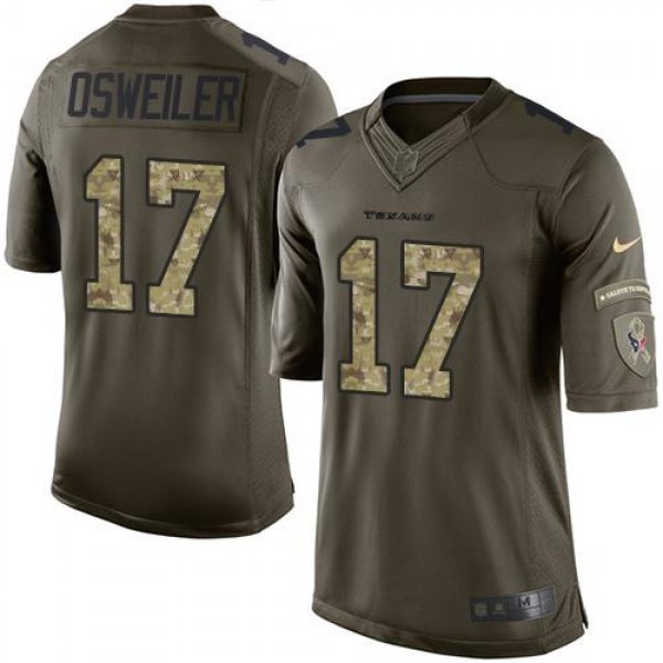 Texans #17 Brock Osweiler Green Stitched Limited Salute To Service Nike Jersey