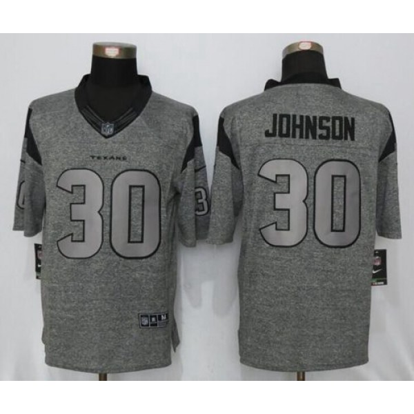 Texans #30 Kevin Johnson Gray Stitched Limited Gridiron Gray Nike Jersey