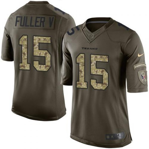 Texans #15 Will Fuller V Green Stitched Limited Salute To Service Nike Jersey