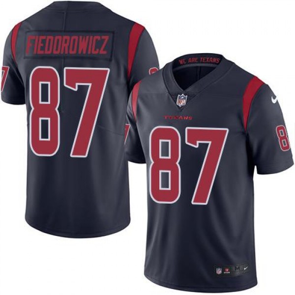 Texans #87 C.J. Fiedorowicz Navy Blue Stitched Limited Rush Nike Jersey