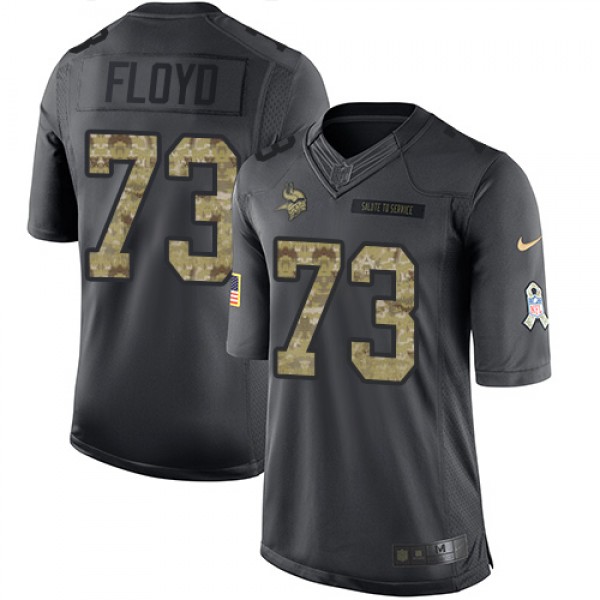 Vikings #73 Sharrif Floyd Black Stitched Limited 2016 Salute To Service Nike Jersey