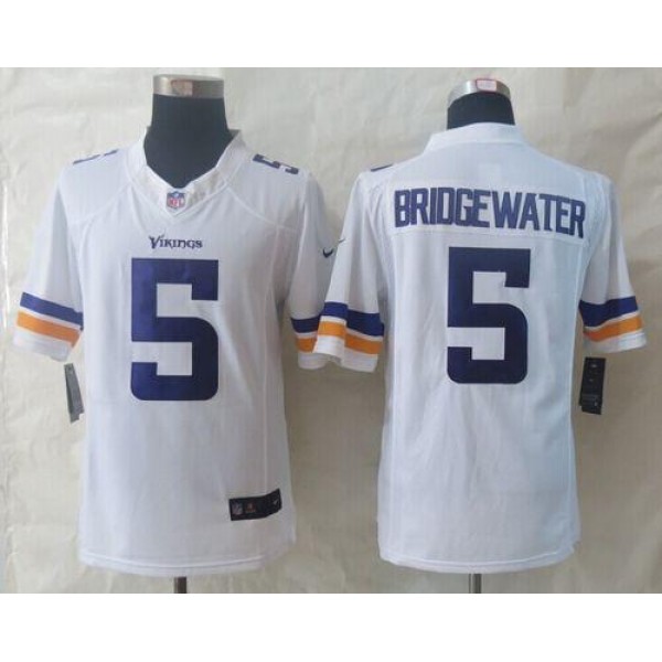 Vikings #5 Teddy Bridgewater White Stitched Limited Nike Jersey