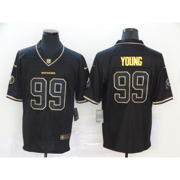 Washington Redskins #99 Chase Young Black Golden Stitched Jersey