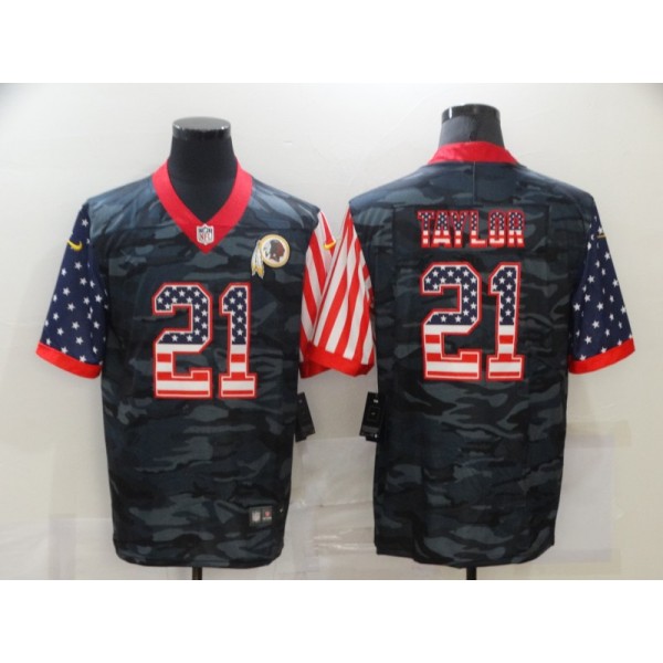 Washington Football Team #21 Sean Taylor 2020 Camo USA Flag Limited Stitched Jersey