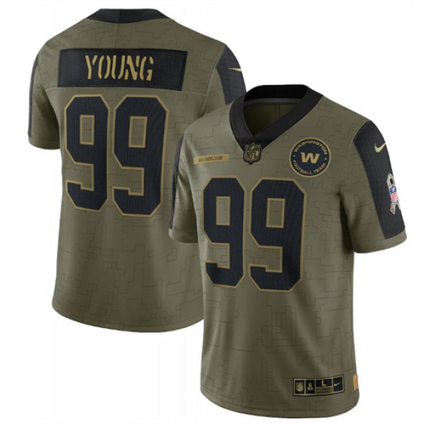 Washington Football Team #99 Chase Young 2021 Olive Salute To Service Limited Stitched Jersey