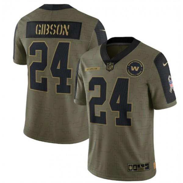 Washington Football Team #24 Antonio Gibson 2021 Olive Salute To Service Limited Stitched Jersey