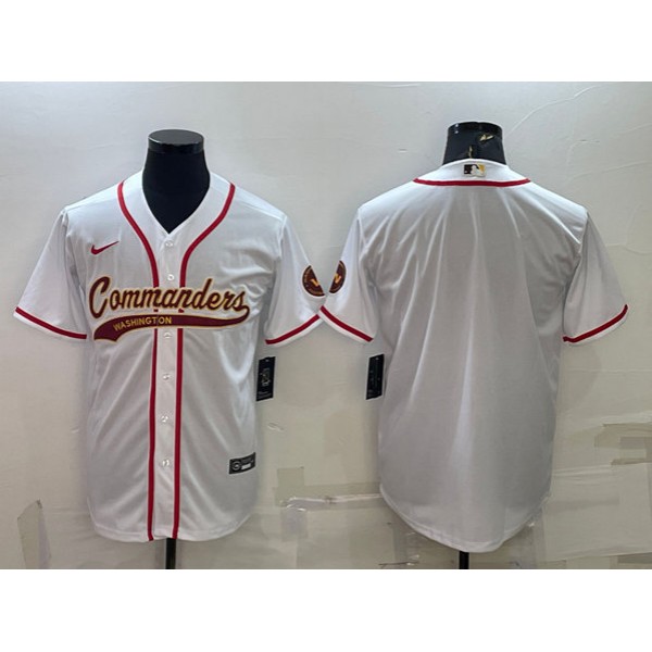Washington Commanders Blank White With Patch Cool Base Stitched Baseball Jersey