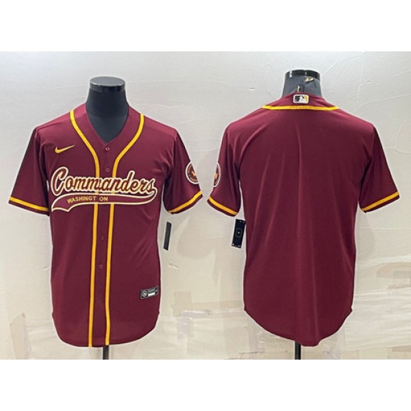 Washington Commanders Blank Burgundy With Patch Cool Base Stitched Baseball Jersey