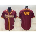 Washington Commanders Burgundy Team Big Logo With Patch Cool Base Stitched Baseball Jersey