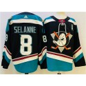 Anaheim Ducks #8 Teemu Selanne Black Teal Stitched Jersey
