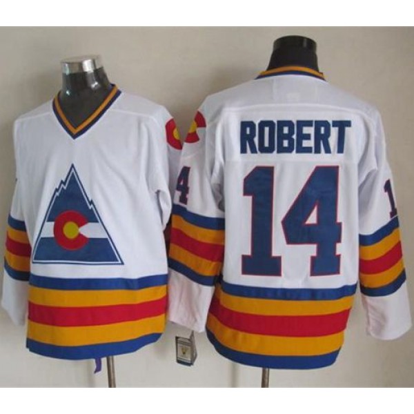 Avalanche #14 Rene Robert White CCM Throwback Stitched Jersey