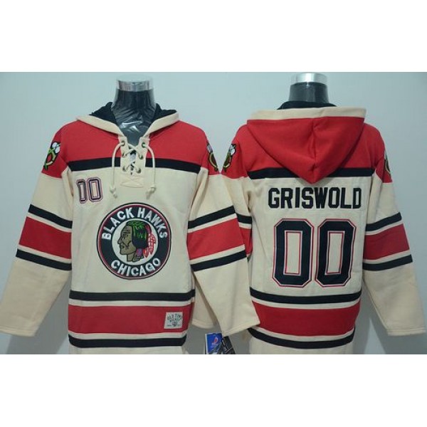 Blackhawks #00 Clark Griswold Cream Sawyer Hooded Sweatshirt Stitched Jersey