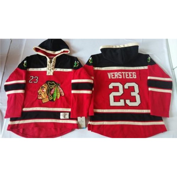Blackhawks #23 Kris Versteeg Red Sawyer Hooded Sweatshirt Stitched Jersey