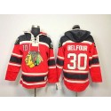 Blackhawks #30 ED Belfour Red Sawyer Hooded Sweatshirt Stitched Jersey