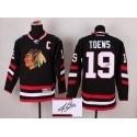 Blackhawks #19 Jonathan Toews Black Autographed Stitched Jersey