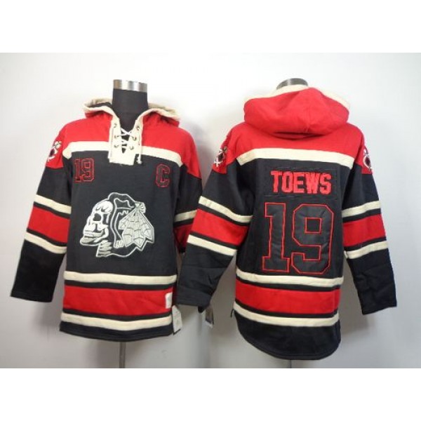 Blackhawks #19 Jonathan Toews Black Sawyer Hooded Sweatshirt Stitched Jersey