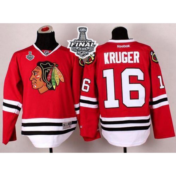 Blackhawks #16 Marcus Kruger Red 2015 Stanley Cup Stitched Jersey
