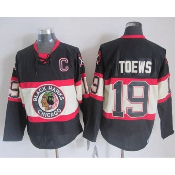 Blackhawks #19 Jonathan Toews Black Third CCM Stitched Jersey