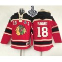 Blackhawks #18 Denis Savard Red Sawyer Hooded Sweatshirt 2015 Stanley Cup Stitched Jersey