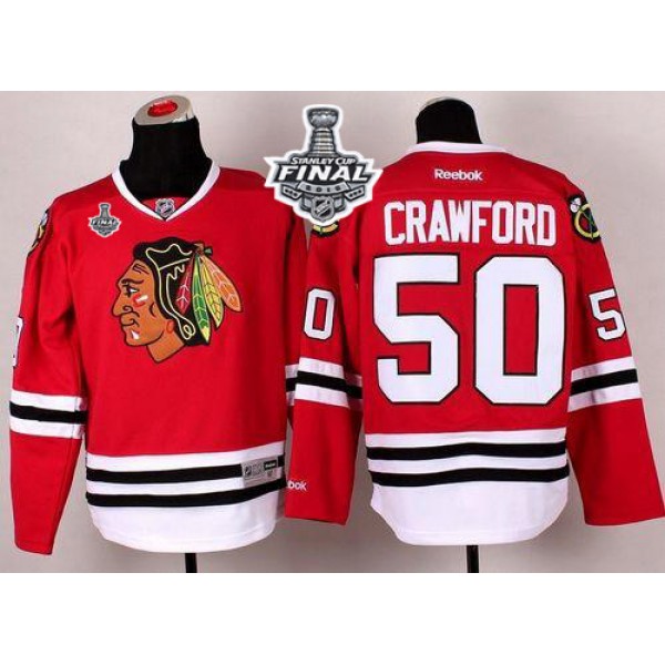 Blackhawks #50 Corey Crawford Red 2015 Stanley Cup Stitched Jersey