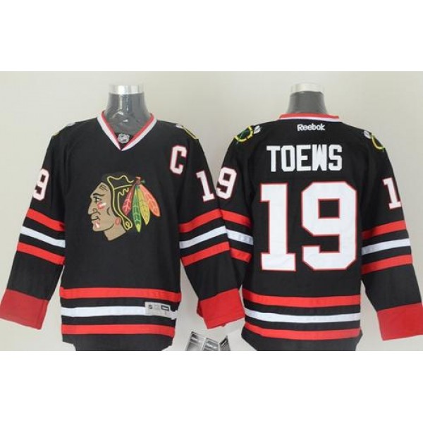 Blackhawks #19 Jonathan Toews Black Stitched Jersey
