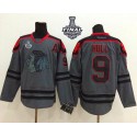Blackhawks #9 Bobby Hull Charcoal Cross Check Fashion 2015 Stanley Cup Stitched Jersey