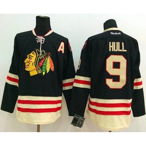 Blackhawks #9 Bobby Hull Black 2015 Winter Classic Stitched Jersey
