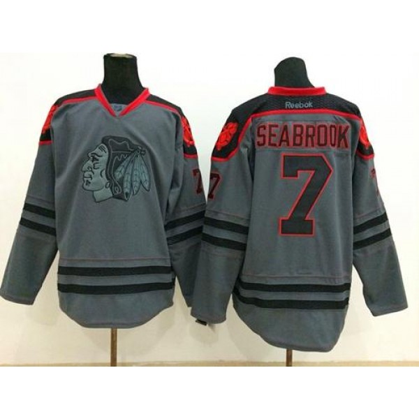 Blackhawks #7 Brent Seabrook Charcoal Cross Check Fashion Stitched Jersey