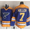 Blues #7 Joe Mullen Light Blue Yellow CCM Throwback Stitched Jersey