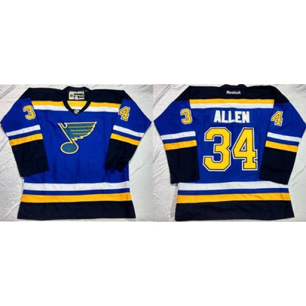 Blues #34 Jake Allen Light Blue Home Stitched Jersey