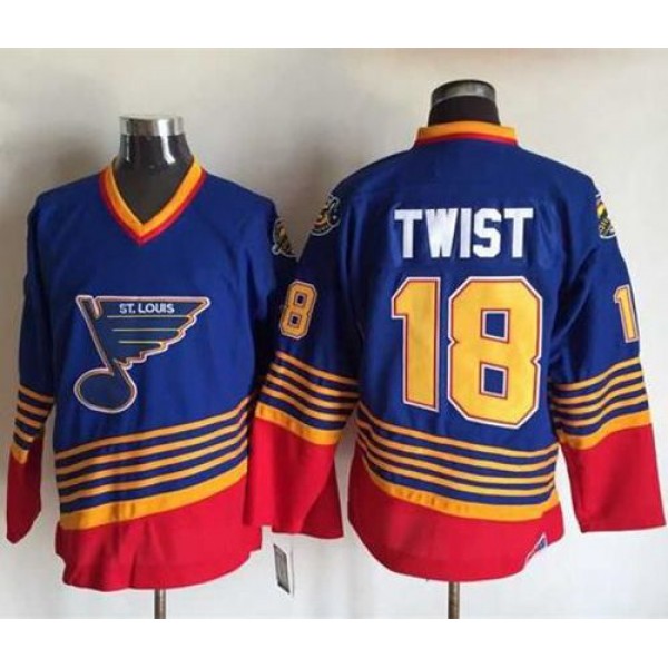 Blues #18 Tony Twist Light Blue Red CCM Throwback Stitched Jersey