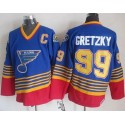 Blues #99 Wayne Gretzky Light Blue Red CCM Throwback Stitched Jersey