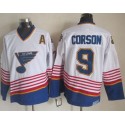 Blues #9 Shayne Corson White Light Blue CCM Throwback Stitched Jersey