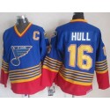 Blues #16 Brett Hull Light Blue Red CCM Throwback Stitched Jersey