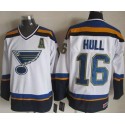 Blues #16 Brett Hull White Navy CCM Throwback Stitched Jersey