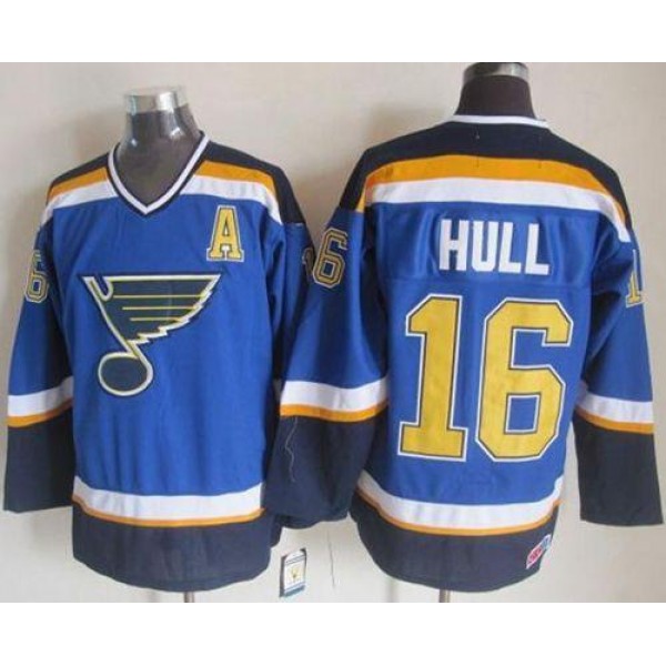 Blues #16 Brett Hull Light Blue CCM Throwback Stitched Jersey